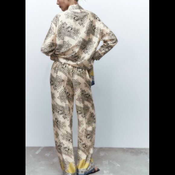 ZARA Multicolored Printed Wide Leg Pants NWT - Picture 2 of 14